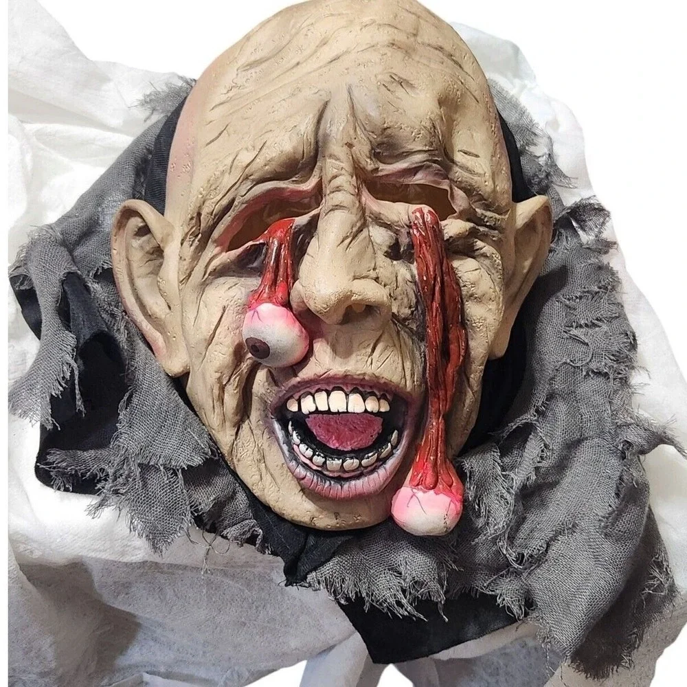 Scary Horror Halloween Mask‎ Bloody Dangling Eyeballs Tattered Cloth Cosplay